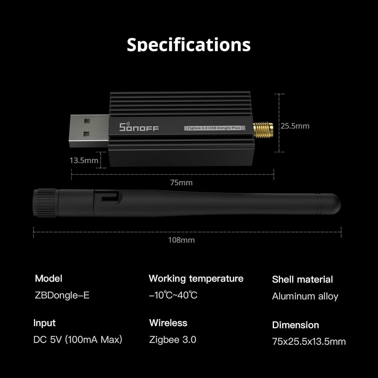 SONOFF ZBdongle-E Zigbee 3.0 USB Gateway – Universal Zigbee Coordinator with Antenna