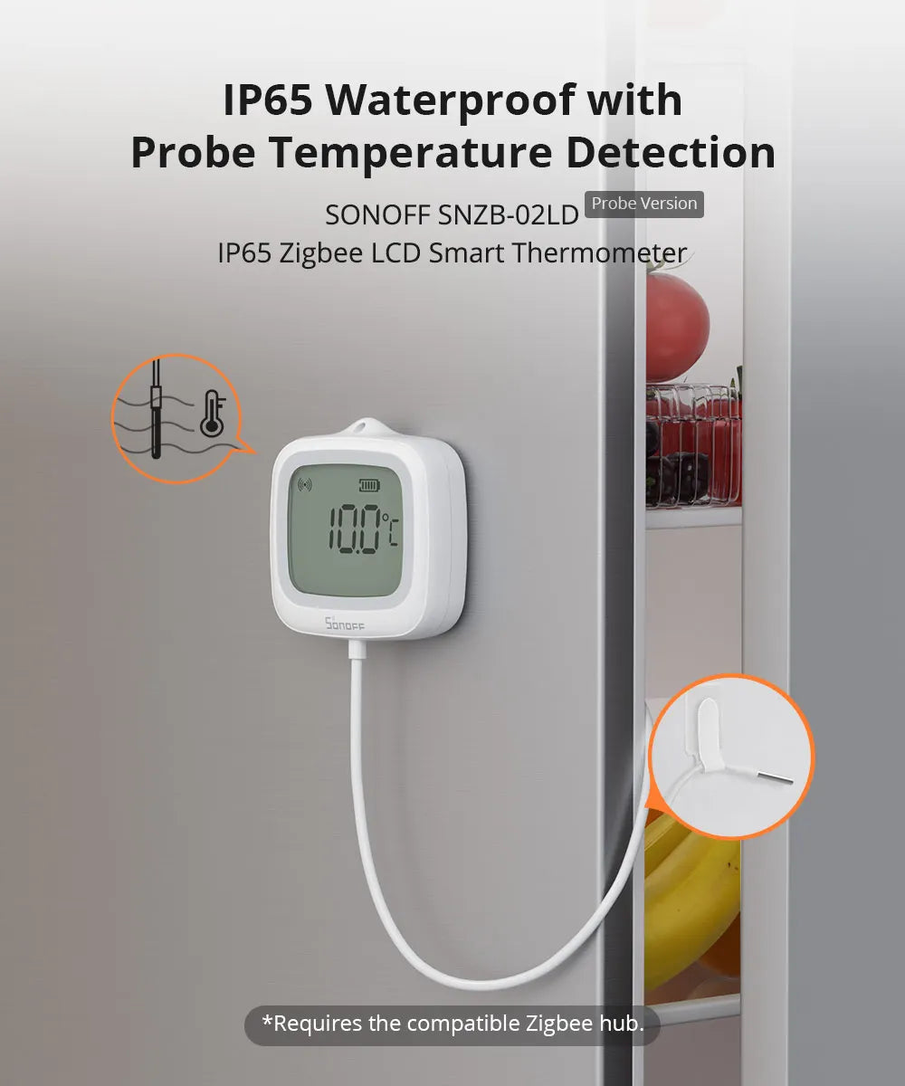 SONOFF SNZB-02LD IP65 Zigbee 3.0 LCD Smart Thermometer with Probe