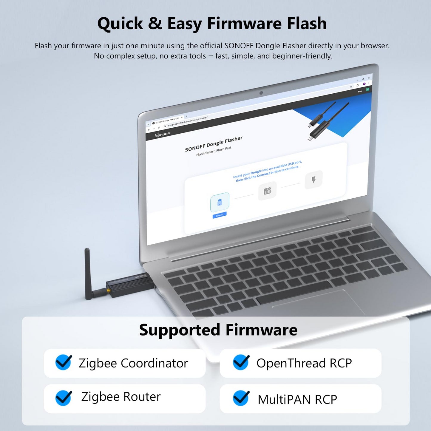 SONOFF ZBdongle-E Zigbee 3.0 USB Gateway – Universal Zigbee Coordinator with Antenna