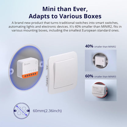 SONOFF MINIR4 Smart WiFi Light Switch – Universal DIY Module with ESP32 | Remote App Control