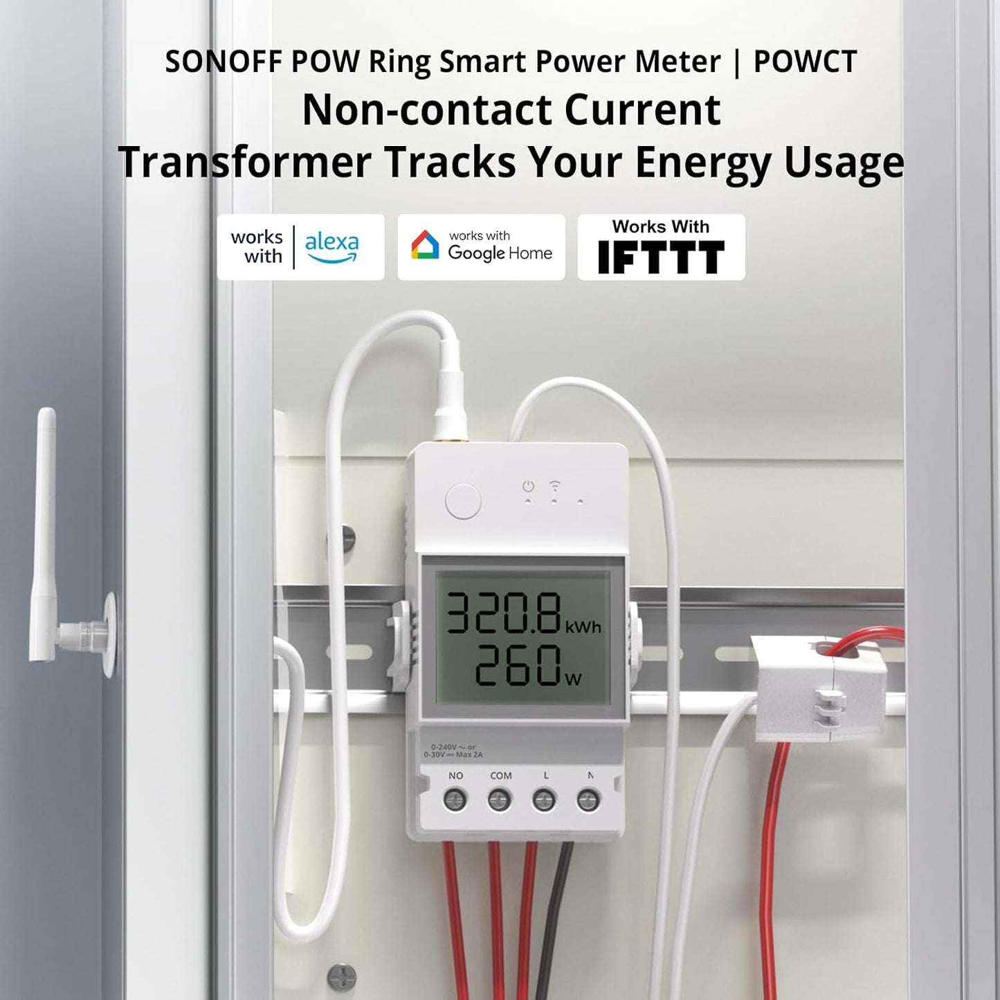 SONOFF POWCT Smart WiFi Power Meter – Real-Time Energy Monitor with LCD Display | Overload Protection