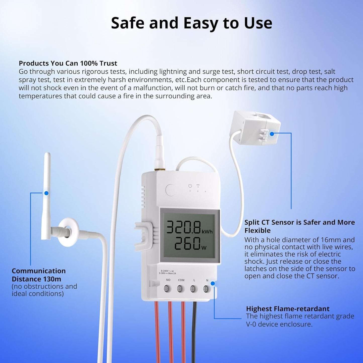SONOFF POWCT Smart WiFi Power Meter – Real-Time Energy Monitor with LCD Display | Overload Protection