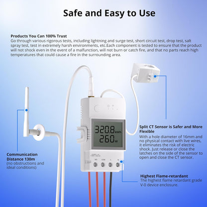 SONOFF POWCT Smart WiFi Power Meter – Real-Time Energy Monitor with LCD Display | Overload Protection