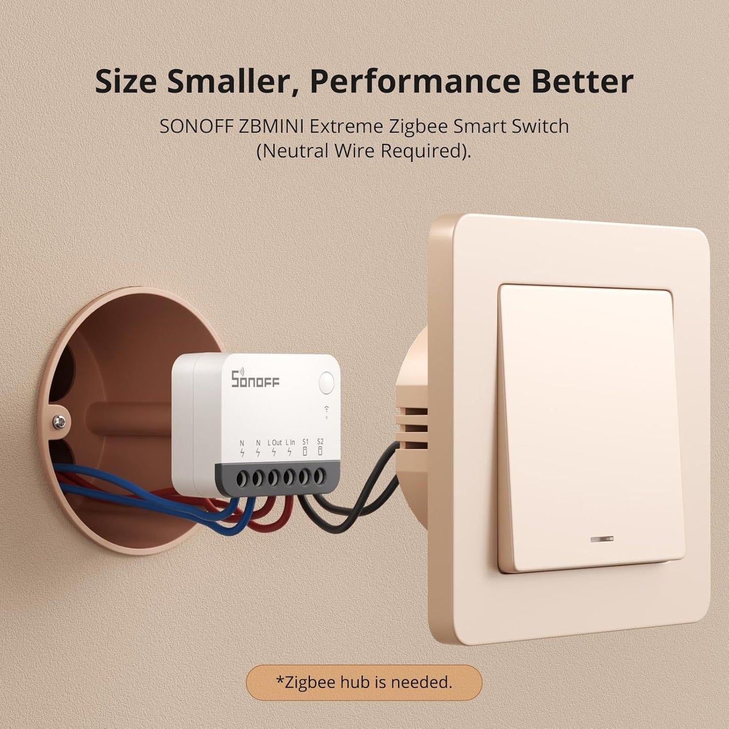 SONOFF ZBMINIR2 ZigBee Smart Light Switch – Requires Neutral Wire & Zigbee Hub