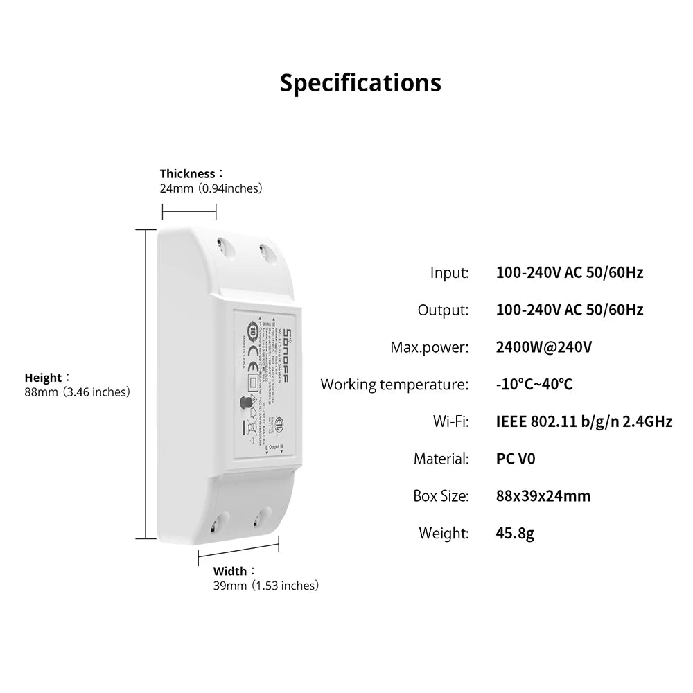 SONOFF BASICR4 WiFi Smart Switch – Remote & Voice Control, Works with Alexa & Google Home
