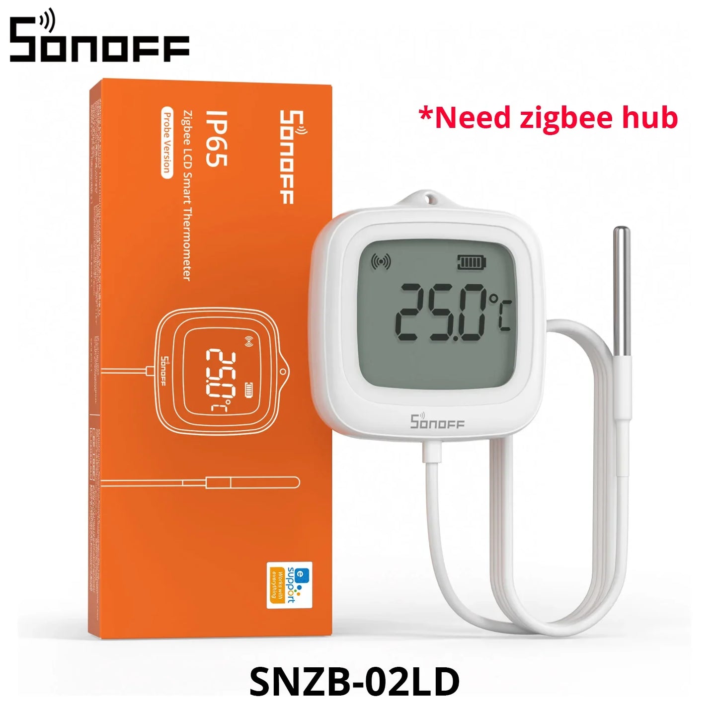 SONOFF SNZB-02LD IP65 Zigbee 3.0 LCD Smart Thermometer with Probe