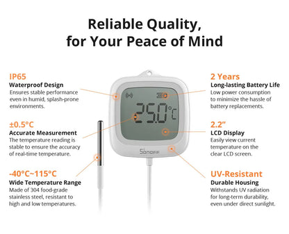 SONOFF SNZB-02LD IP65 Zigbee 3.0 LCD Smart Thermometer with Probe