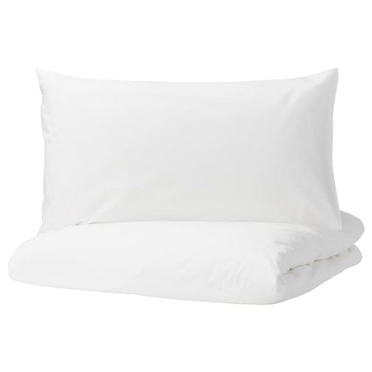 Cotton Duvet Cover Set – White (240x220 cm + 2 Pillowcases 50x80 cm)