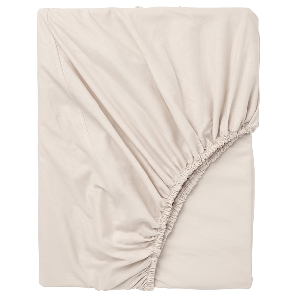 Breathable Cotton Fitted Sheet – Beige (140x200 cm)