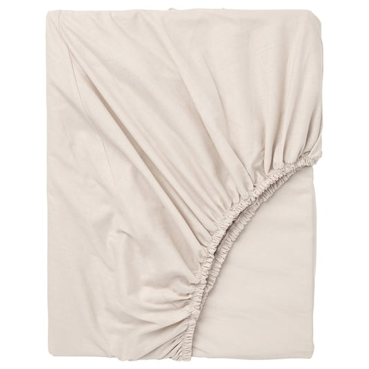 Breathable Cotton Fitted Sheet – Beige (90x200 cm)