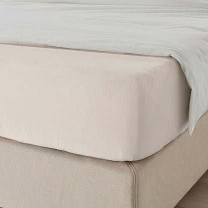 Breathable Cotton Fitted Sheet – Beige (140x200 cm)