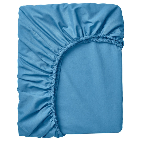 Breathable Cotton Fitted Sheet – Blue (160x200 cm)