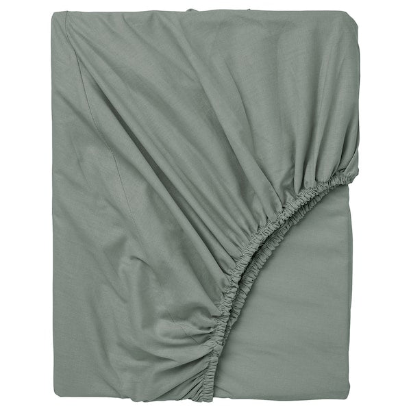 Breathable Cotton Fitted Sheet – Grey-Green (160x200 cm)