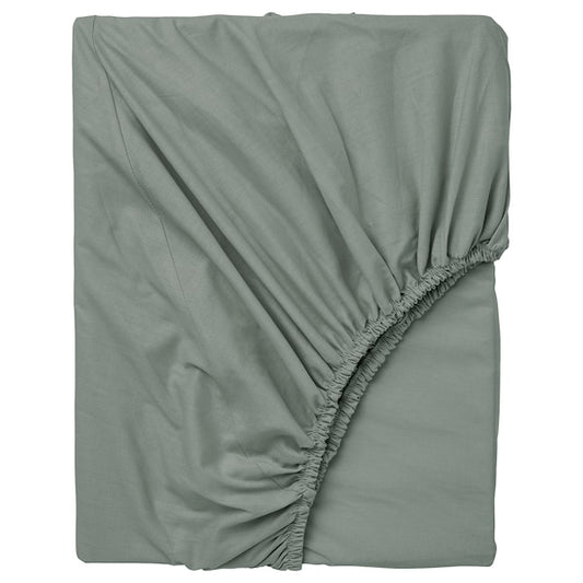 Breathable Cotton Fitted Sheet – Grey-Green (140x200 cm)