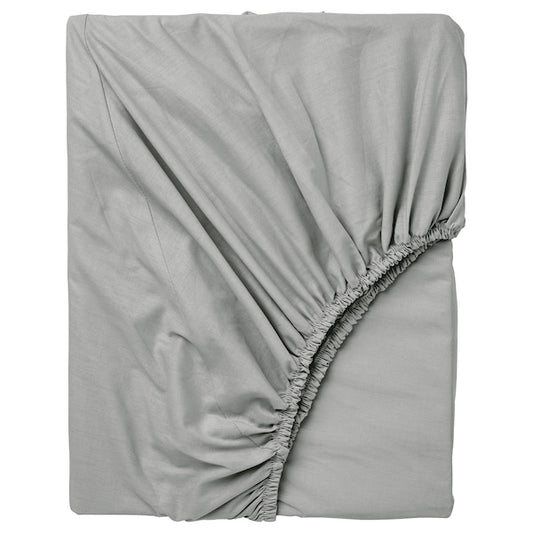 Breathable Cotton Fitted Sheet – Light Grey (140x200 cm)