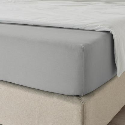 Breathable Cotton Fitted Sheet – Light Grey (160x200 cm)