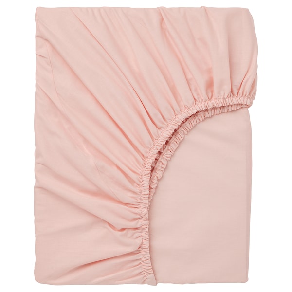 Breathable Cotton Fitted Sheet – Light Pink (160x200 cm)