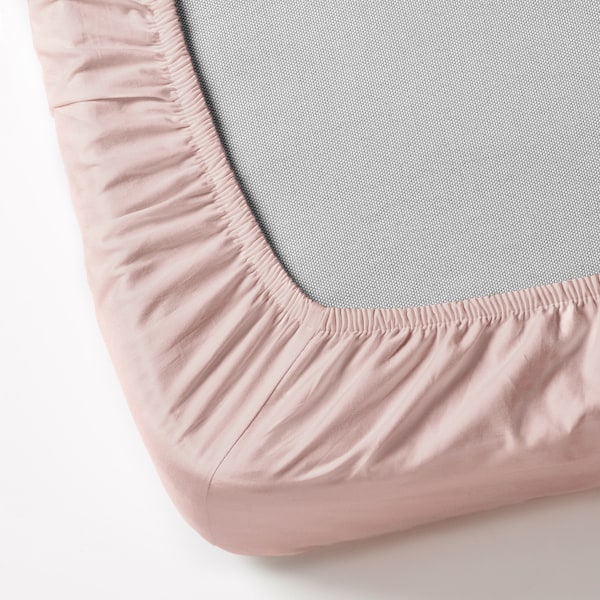 Breathable Cotton Fitted Sheet – Light Pink (90x200 cm)