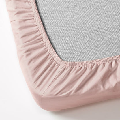 Breathable Cotton Fitted Sheet – Light Pink (160x200 cm)