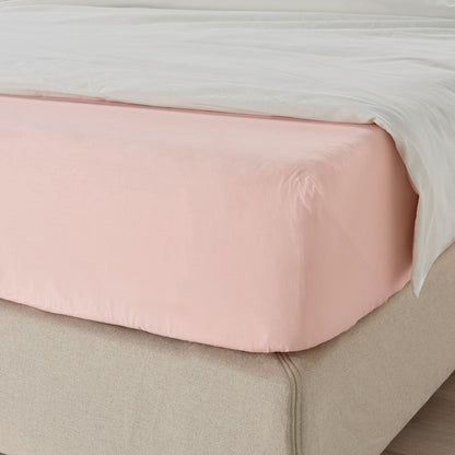 Breathable Cotton Fitted Sheet – Light Pink (160x200 cm)