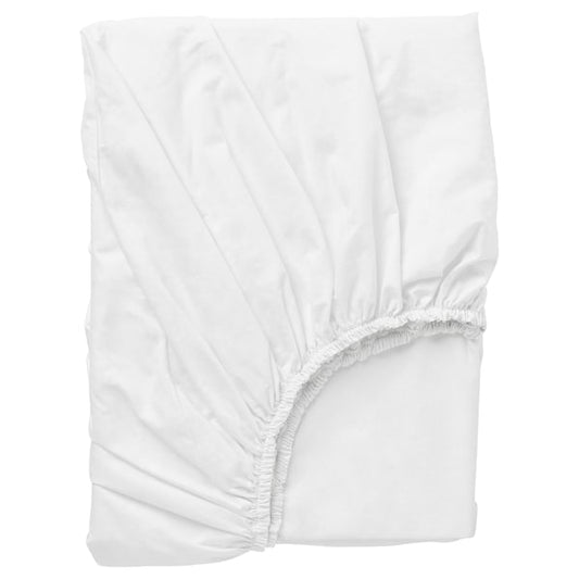 Breathable Cotton Fitted Sheet – White (180x200 cm)