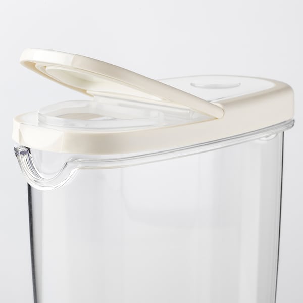 Dry Food Jar with Lid – Transparent/White (1.3L)