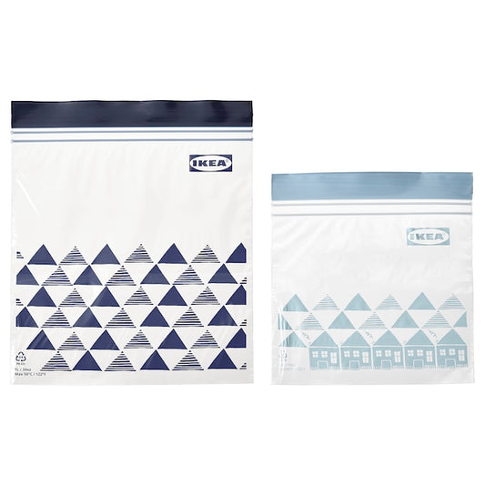 Resealable Bags – Patterned Blue (1.0L & 0.4, 60-Pack)