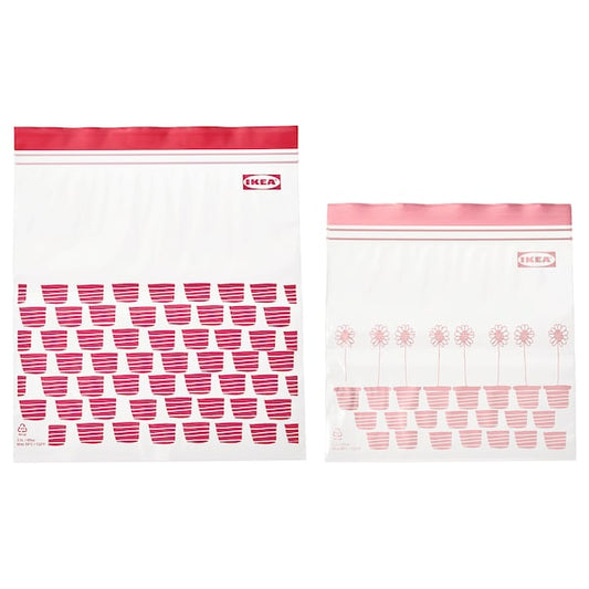 Resealable Bags – Patterned Red/Pink (2.5L & 1.2L, 50-Pack)