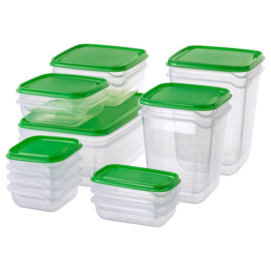 Food Container Set (17-Piece) – Transparent/Green