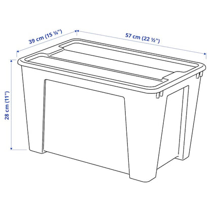 Transparent Storage Box with Lid (45L, 57x39x28 cm)