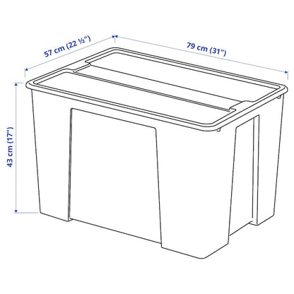 Large Transparent Storage Box with Lid – 130L (79x57x43 cm)